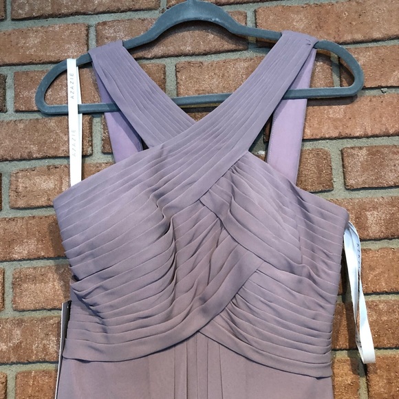 Floor-length A-line chiffon Azazie Kaleigh dress size 6 dusk - Picture 4 of 8